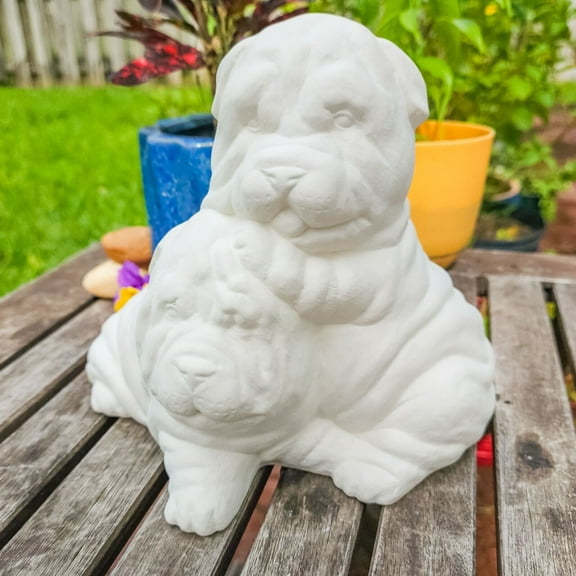 Shar Pei Dogs 7.75" Pups IN STOCK Ceramic Bisque Ready To Paint Pottery