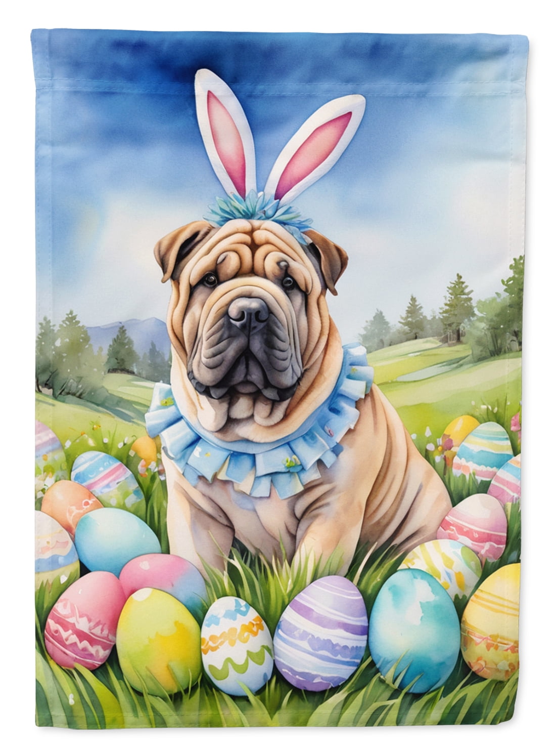 Shar Pei Easter Egg Hunt House Flag