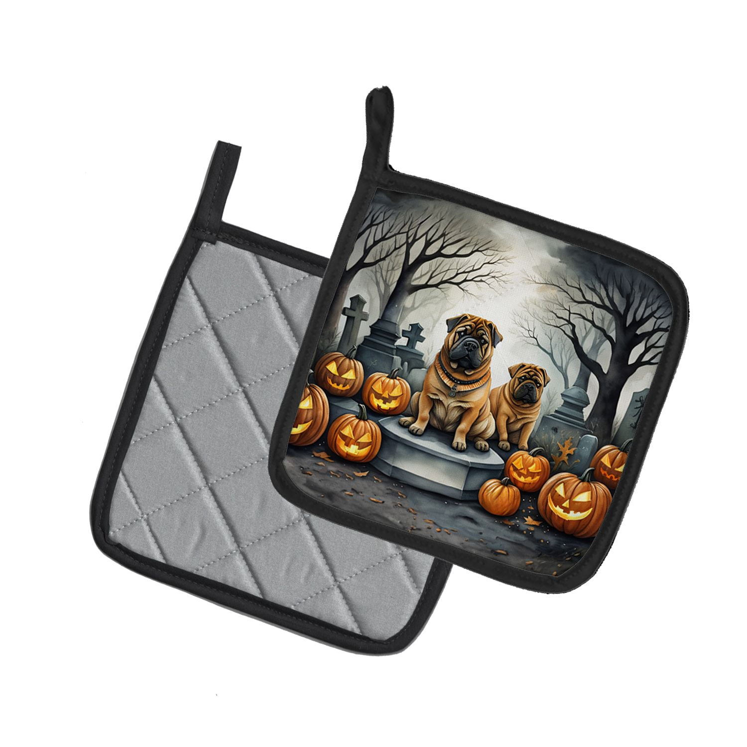 Shar Pei Halloween Pot Holders 7.5x7.5 Inch with Breed Specific Artwork