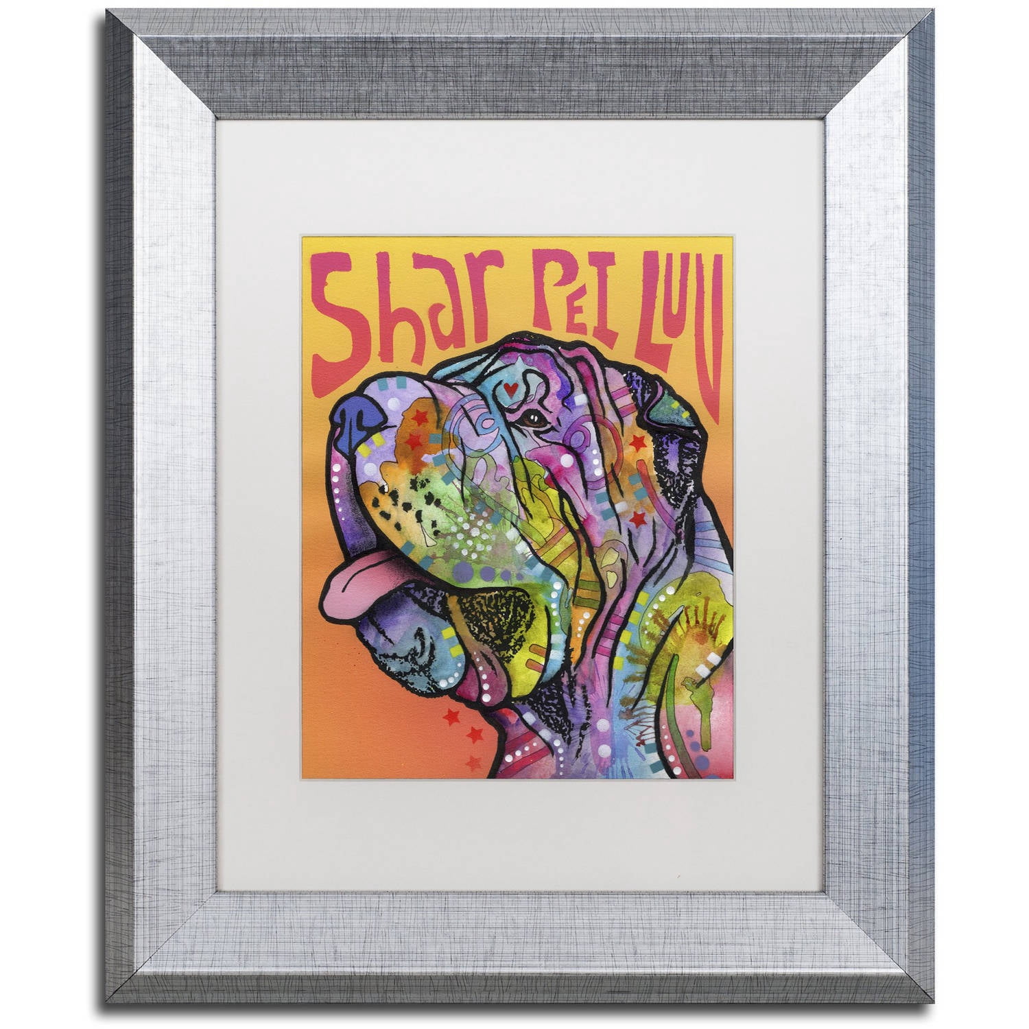 Shar Pei Love' Canvas Art by Dean Russo, White Matte, Silver Frame