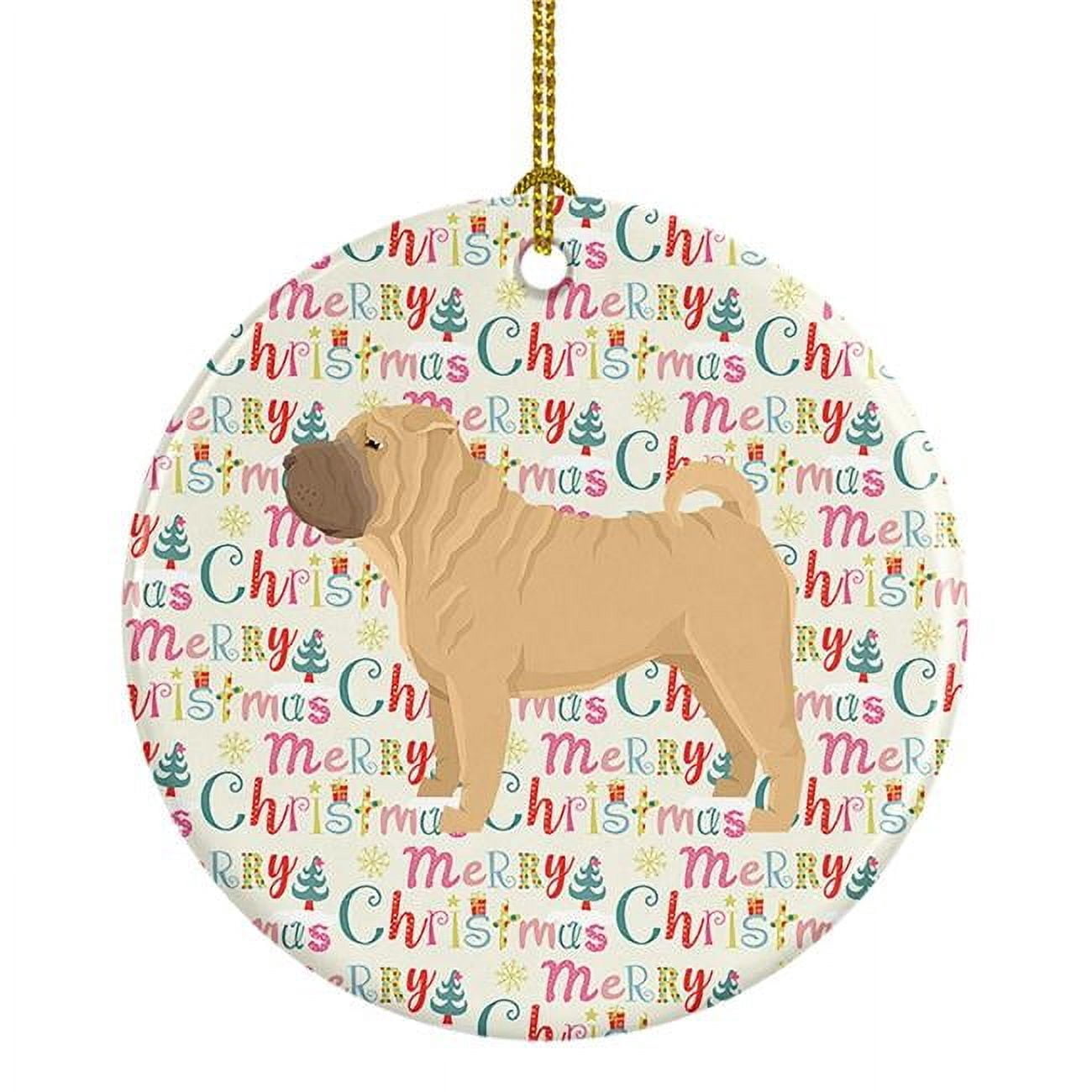 Shar Pei Merry Christmas Ceramic Ornament 2.8 in x 2.8 in