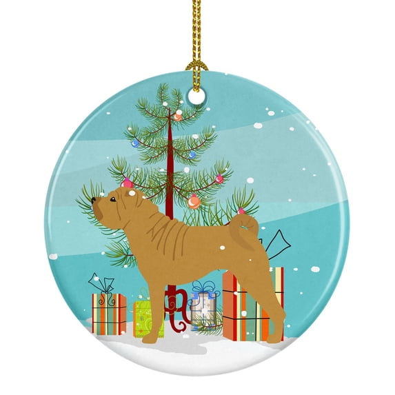 Shar Pei Merry Christmas Tree Ceramic Ornament