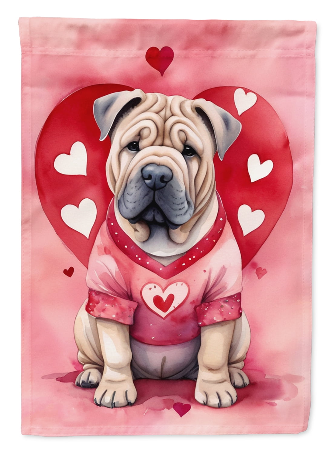 Shar Pei My Valentine Garden Flag