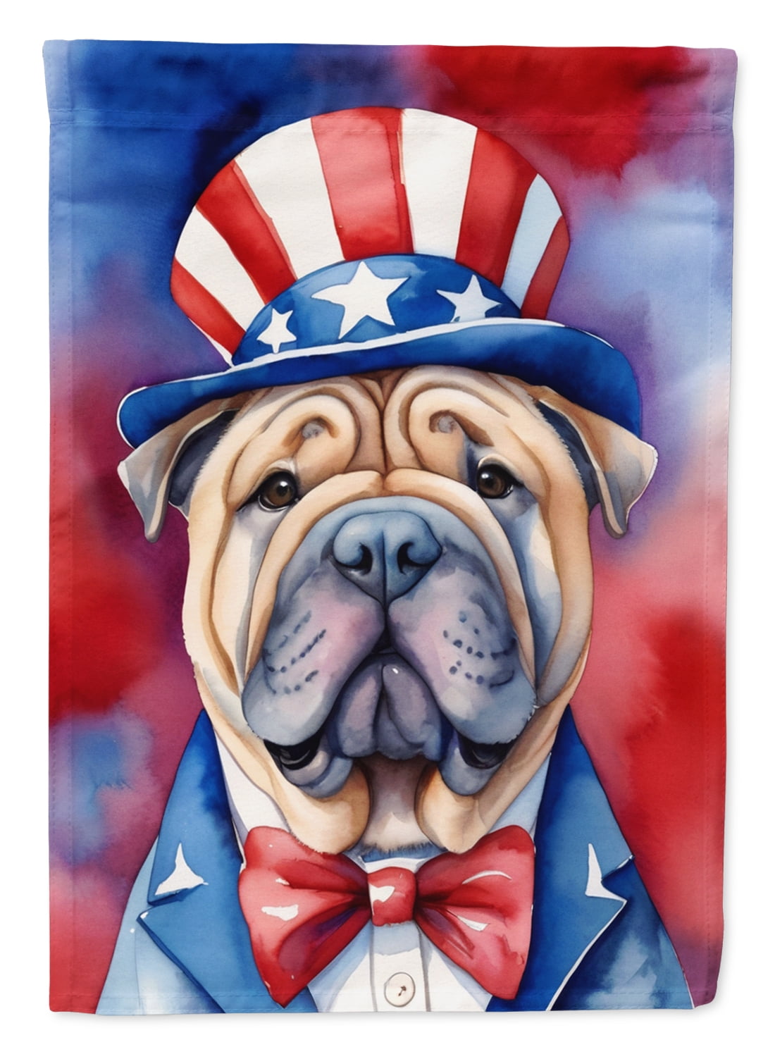Shar Pei Patriotic American House Flag 28 in x 40 in