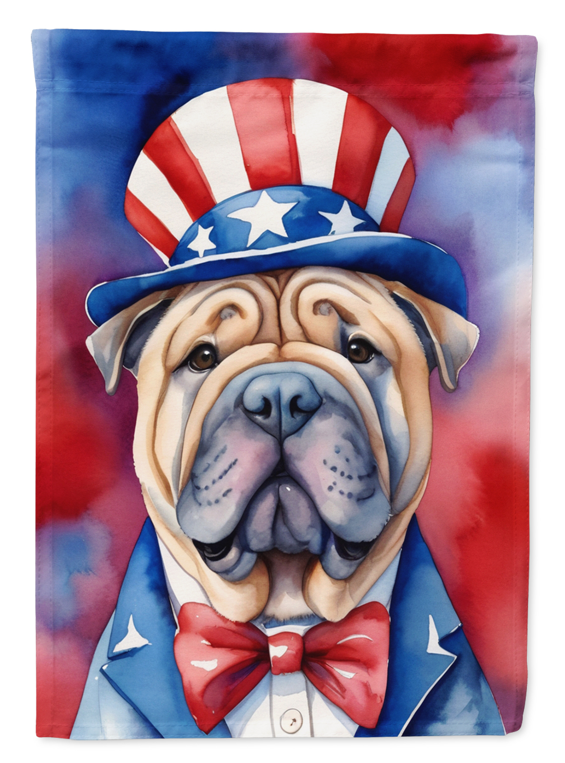 Shar Pei Patriotic Garden Flag 11.25 in x 15.5 in