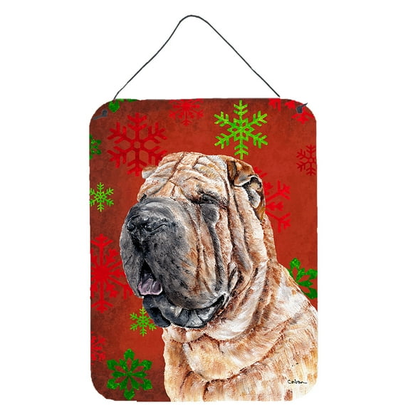 Shar Pei Red Snowflakes Holiday Wall or Door Hanging Prints