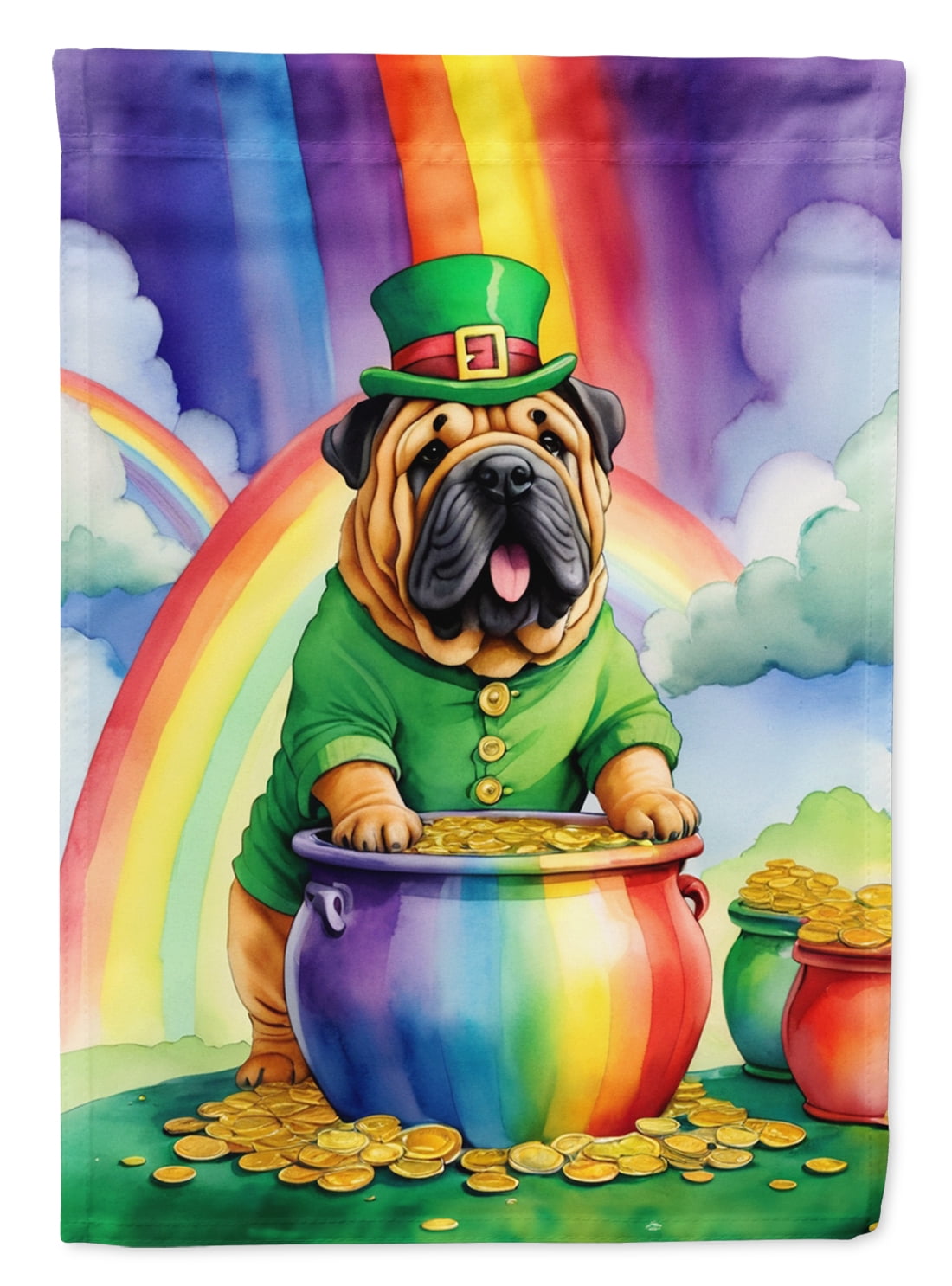 Shar Pei St Patrick's Day Garden Flag 11.25 in x 15.5 in