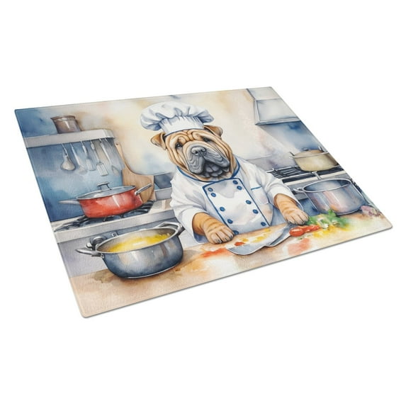 Shar Pei The Chef Glass Cutting Board 12 in x 15 in