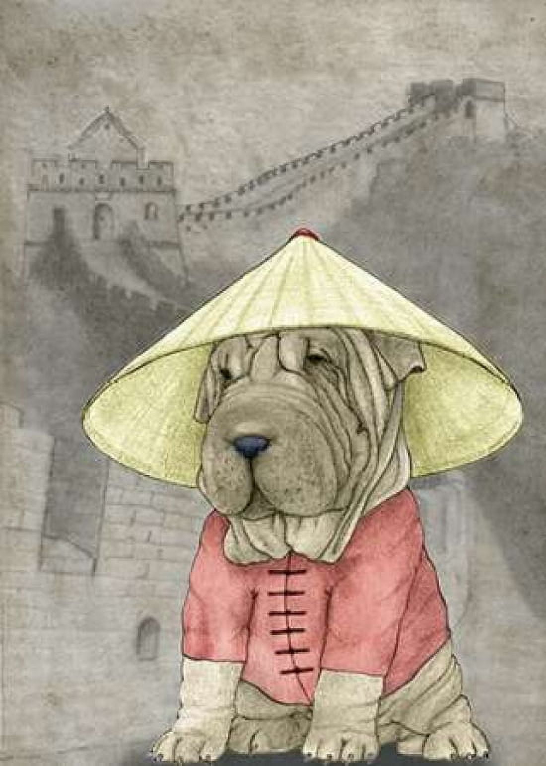 Shar Pei with the Great Wall Canvas Art - Barruf (20 x 28)