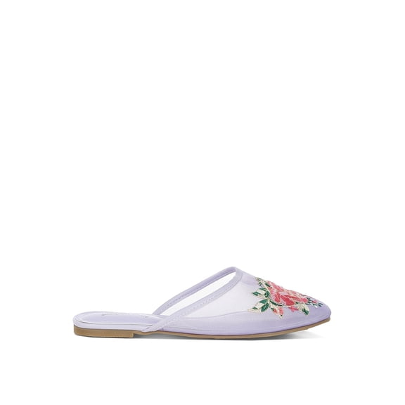 London Rag Shara Floral Embroidered Womens Mesh Mules