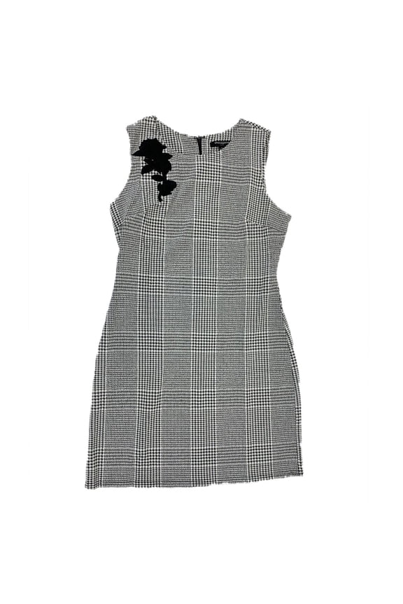 Womens Embroidered Applique Houndstooth Sheath Dress