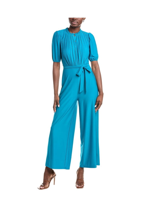 womens Plisse Bodice Jumpsuit, 6, Green