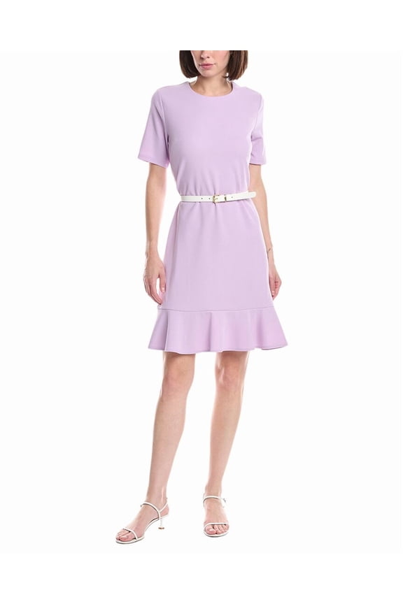 womens Short Sleeve Sheath Dress, 12, Purple