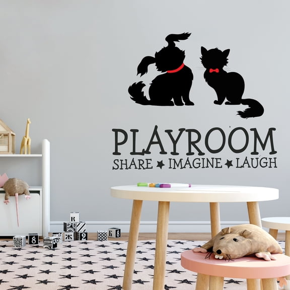 Share Imagine Laugh Playroom Wall Sticker, Inspirational Quote Wall Decals, Kids Playroom Sticker for Wall -Easy to Apply and Remove- Self Adhesive-Size : 10" x 8"