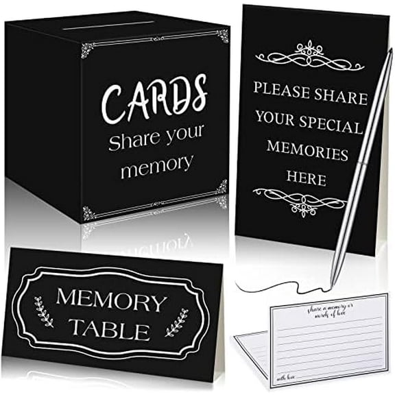 Share a Memory Box for Celebration of Life Gift Ideas 50 Memorial Cards 2 Memory Signs 1 Silver Signature Pen Funeral Party Decorations for Guests Anniversary Party Favors$$Electronics Accessories