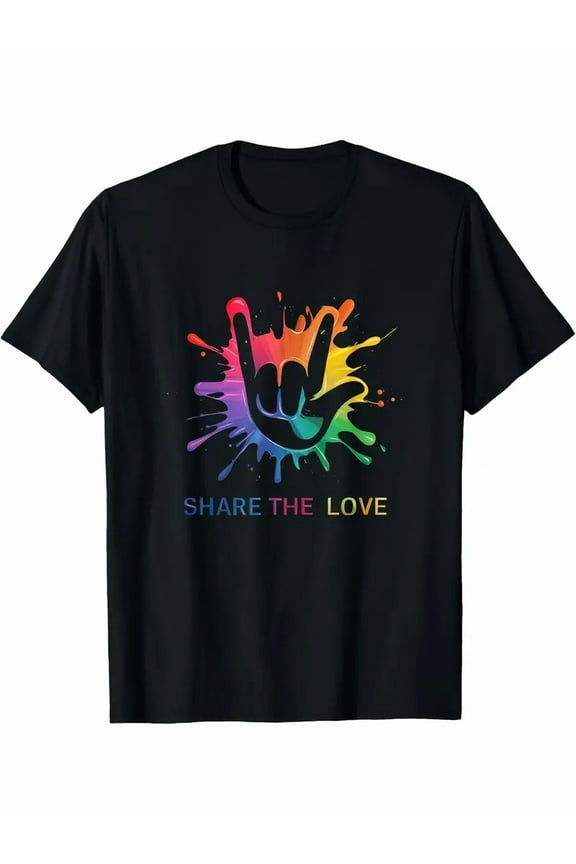 Share The Love Colorful Sign Language Hippie T-Shirt