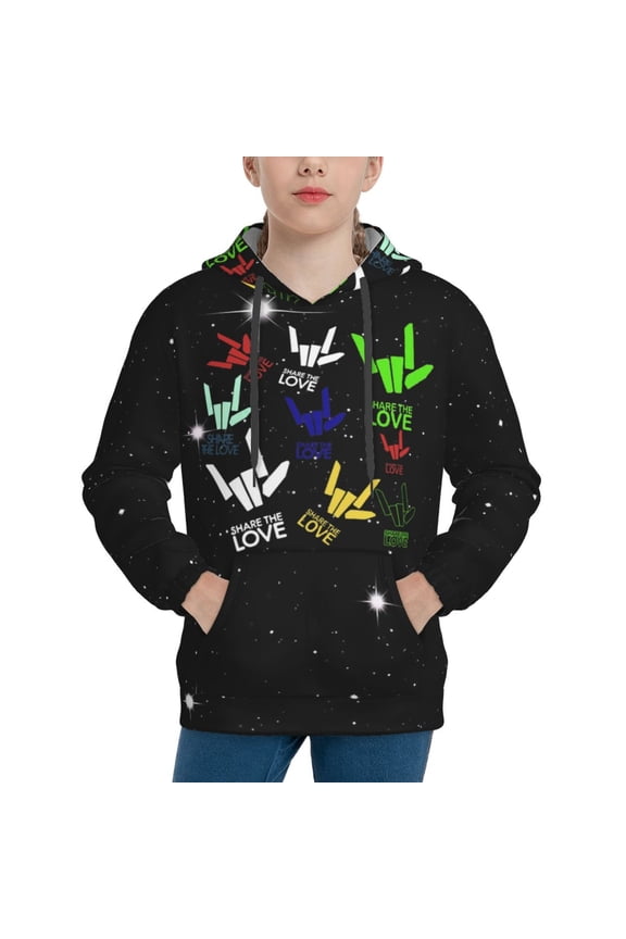 Share The Love Hoodies Sweatshirts Long Sleeve Sweaters Outfits Pullover Clothes Boys Girls Top