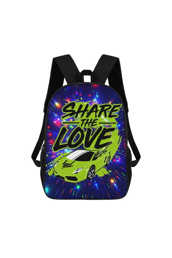 Share The Love Lightweight Backpack 17in Shoulder Laptop Bags Travel Hiking Daypack Bookbag