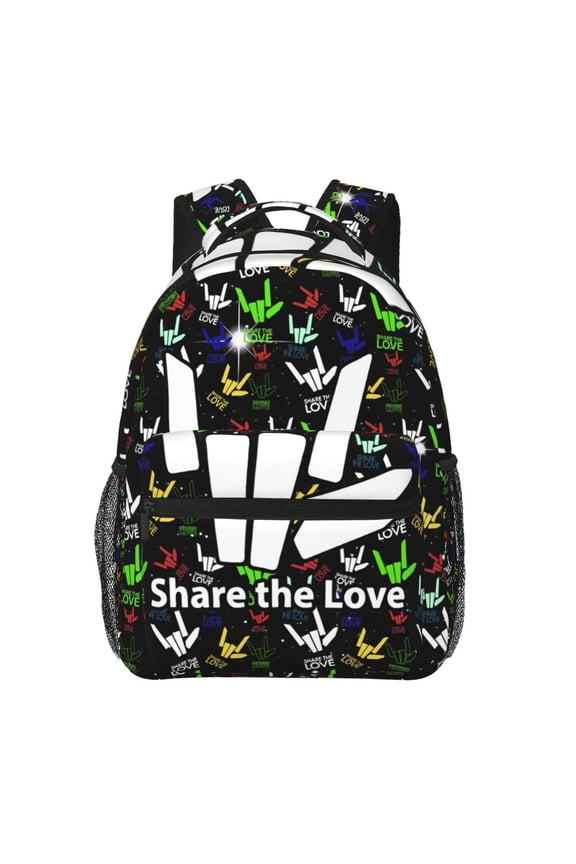 Share The Love Casual Backpack Lightweight Daypack Laptop Shoulders Bag Travel Hiking Camping