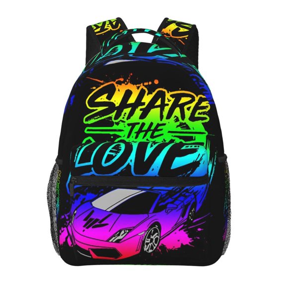 Share The Love Casual Backpack Lightweight Daypack Laptop Shoulders Bag Travel Hiking Camping