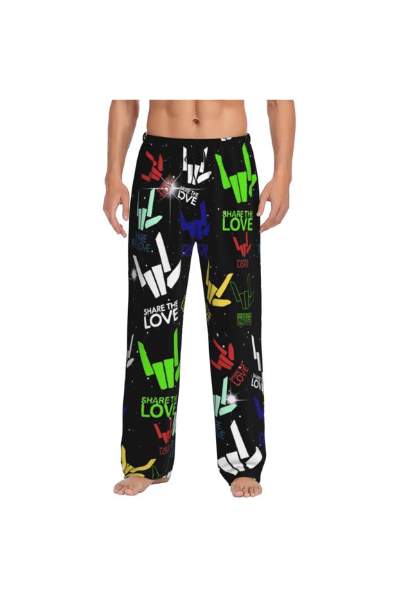 Share The Love Men's Pajama Long Pants Sleeping Pants Home Sleepwear Soft Pjs Pants