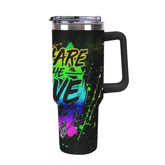 Share The Love Stephen 40oz Large Capacity Car Cup Tumbler with Handle And Straw Lid, Insulated Stainless Steel Double Wall Vacuum Travel Mug, Leak-proof Large Capacity Car Cup,Cupholder Friendly