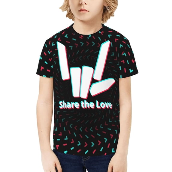 Share The Love T Shirt For Boys Girls, Funny Novelty T Shirt, Unisex Short Shirts For Daily Outdoor, Classic Fit, Crew Neck