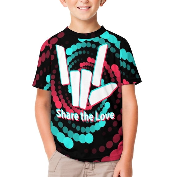 Share The Love T Shirts, 3D Print Short Sleeve for Boys Girls, Casual Graphic Tee Tops