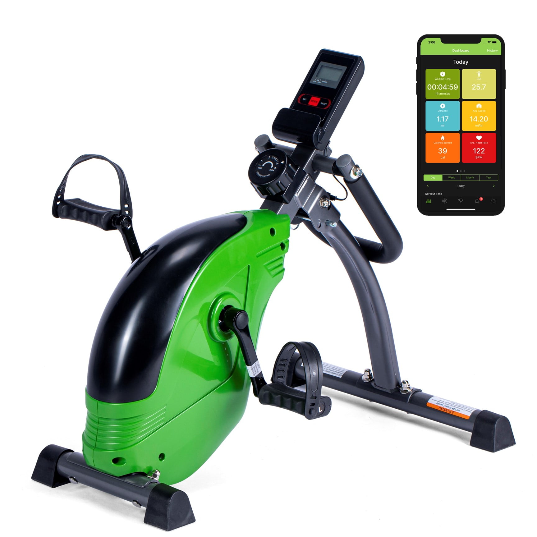 ShareVgo Smart Portable Mini Exercise Bike Bluetooth Folding Pedal Trainer for Legs and Arms - SPB1000