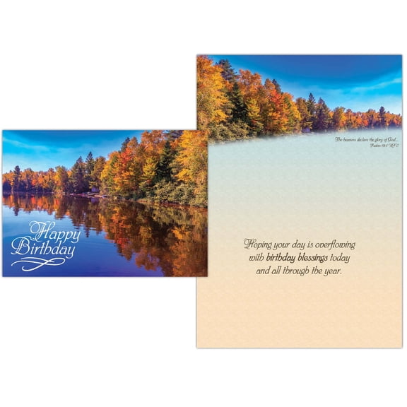 Shared Blessings Autumn Reflections 1 Count Religious Birthday Card, King James Version Scripture, Christian Birthday Card with Envelope