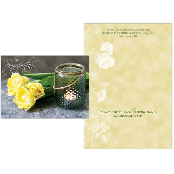 Shared Blessings Candle and Flowers 1 Count Religious Sympathy Card, Religious Bereavement Card with King James Version Scripture
