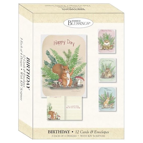 Shared Blessings-Childrens Birthday-Woodland Critters Boxed Card - Pack of 12