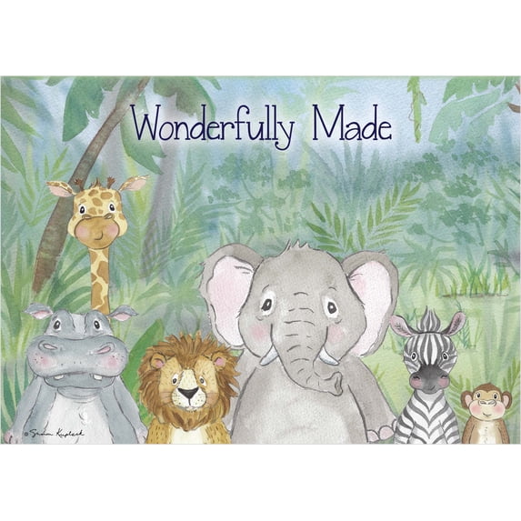 Shared Blessings Christian New Baby Congratulations Card with KJV Scripture, 1 Count, Little Animals in Jungle Religious Bible Verse