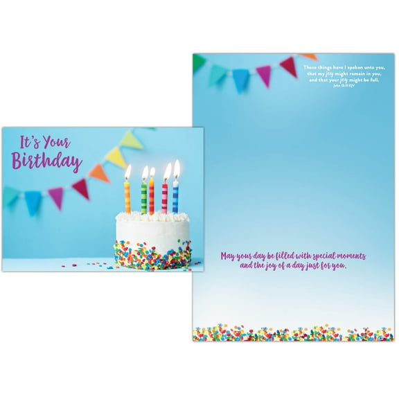 Shared Blessings Festive Birthday Cake 1 Count Religious Birthday Card, King James Version Scripture, Christian Birthday Card with Envelope