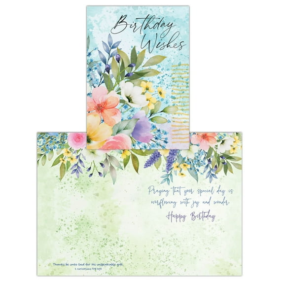 Shared Blessings Garden Breeze 1 Count Religious Birthday Card, King James Version Scripture, Christian Birthday Card with Envelope