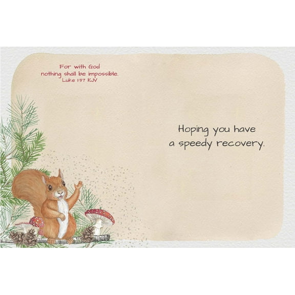 Shared Blessings Get Well Greeting Card with KJV Scripture, 1 Count, Woodland Fern Squirrel Design, Christian Encouragement Greetings