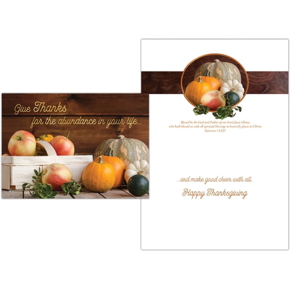 Shared Blessings Gifts of Autumn 1 Count Religious Thanksgiving Card with King James Version Scripture, KJV Religious Thanksgiving Card with Envelope