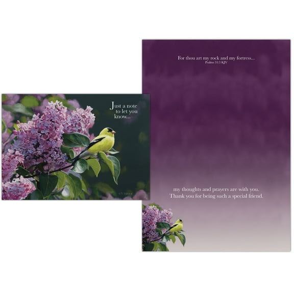 Shared Blessings Goldfinch and Lilac 1 Count Religious Thinking of You Greeting Card, King James Version Scripture