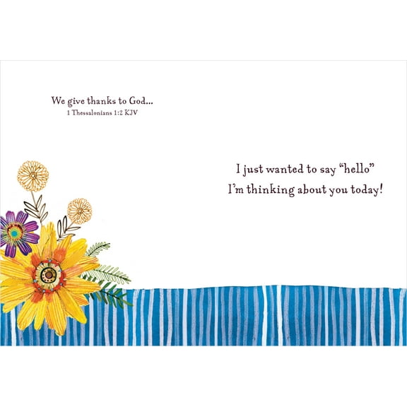 Shared Blessings Hello Flower Box 1 Count Thinking of You Greeting Card with KJV Scripture Bible Verse