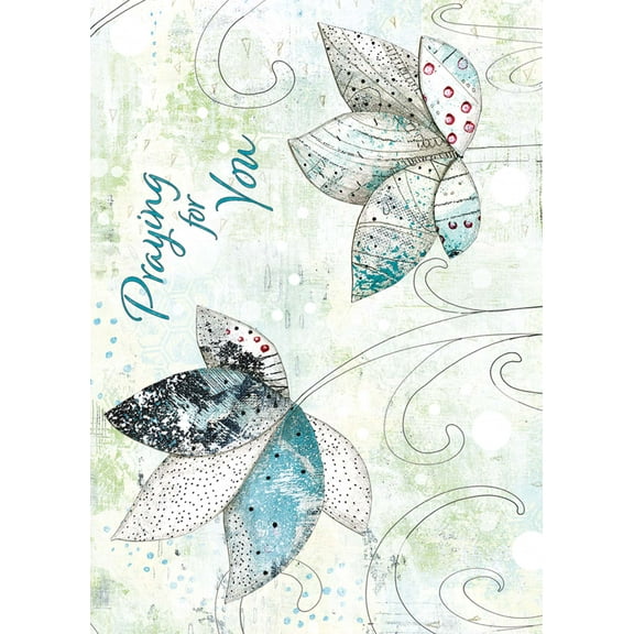 Shared Blessings Lotus Flower 1 Count Praying for You Greeting Card, KJV Scripture Inside, Religious Get Well Encouragement, Envelope Included