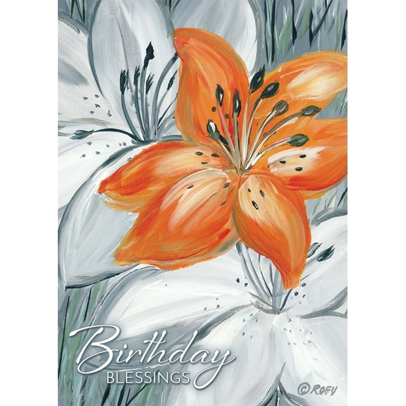 Shared Blessings Orange Tiger Lily 1 Count Christian Birthday Card for Her, Religious NIV Scripture Bible Verse, Envelope Included