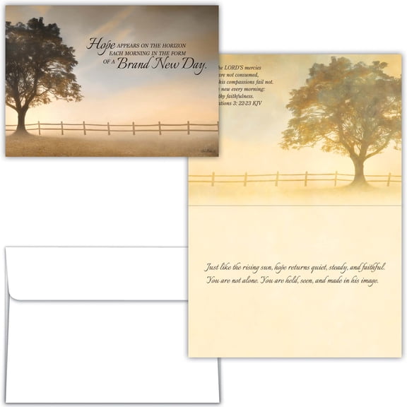 Shared Blessings Religious Encouragement Card, Hope Appears Sunrise Landscape Design, KJV Scripture with Envelope