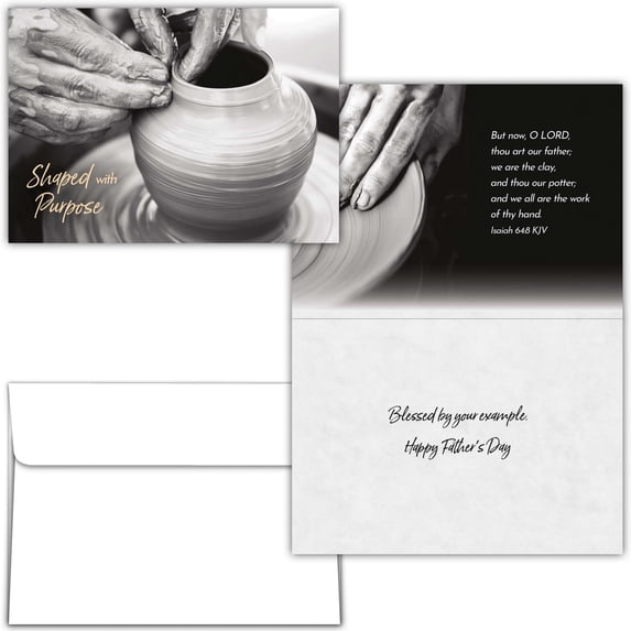 Shared Blessings Religious Father’s Day Card with KJV Scripture, Hands of a Potter Appreciation Bible Verse Cards for Dad