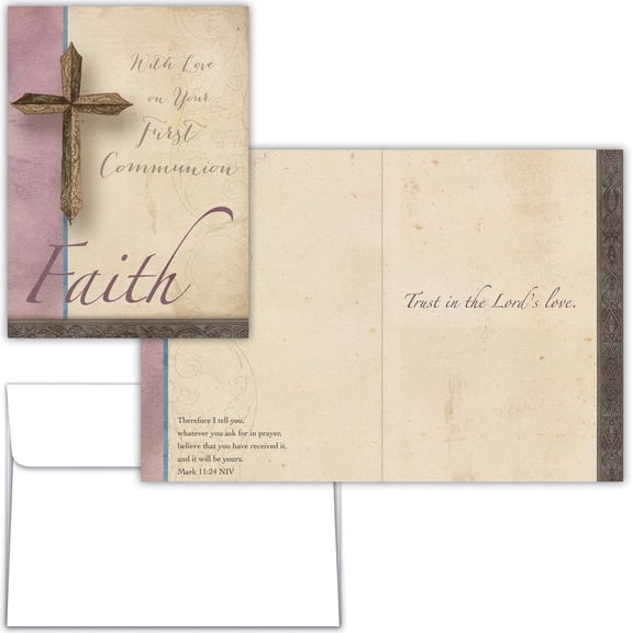 Shared Blessings Religious First Communion Card for Daughter with NIV Scripture Bible Verse