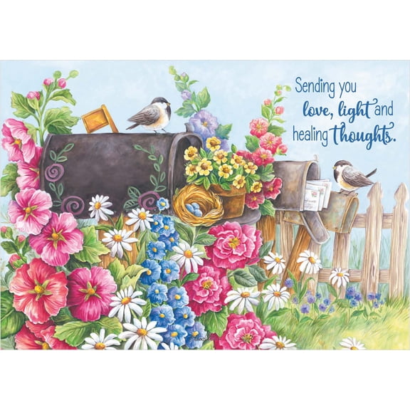 Shared Blessings Religious Get Well Card with KJV Scripture, 1 Count, Flowers on Mailboxes Design, Christian Healing Rest and Recovery Encouragement
