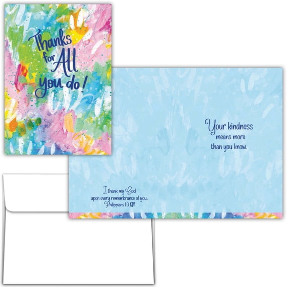 Shared Blessings Religious KJV Scripture Thanks For All You Do Appreciation Greeting Card, 5x7 Inch Gratitude Design with Envelope