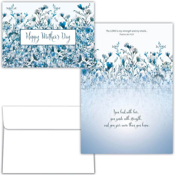 Shared Blessings Religious Mother's Day Card, Transparent Garden with KJV Scripture Bible Verse, Christian Floral Greeting Cards for Mom