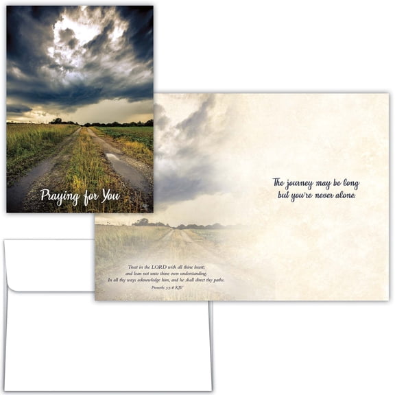 Shared Blessings Religious Praying for You Greeting Card with KJV Scripture, Inspirational Storm Landscape Design, Encouragement for Men