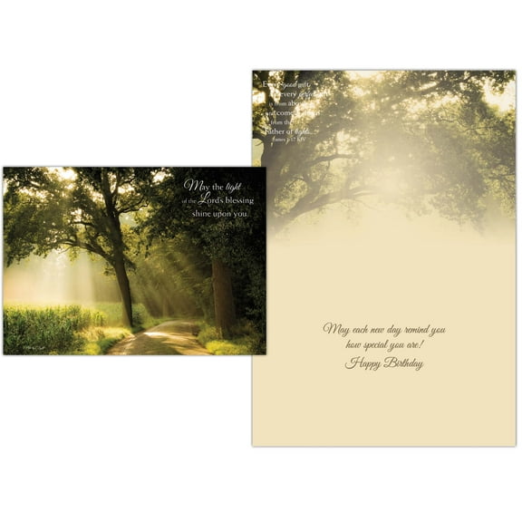 Shared Blessings Shower of Light 1 Count Religious Birthday Card, King James Version Scripture, Christian Birthday Card with Envelope