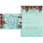 Shared Blessings Tea Cup and Roses 1 Count Religious Thinking of You Greeting Card, King James Version Scripture